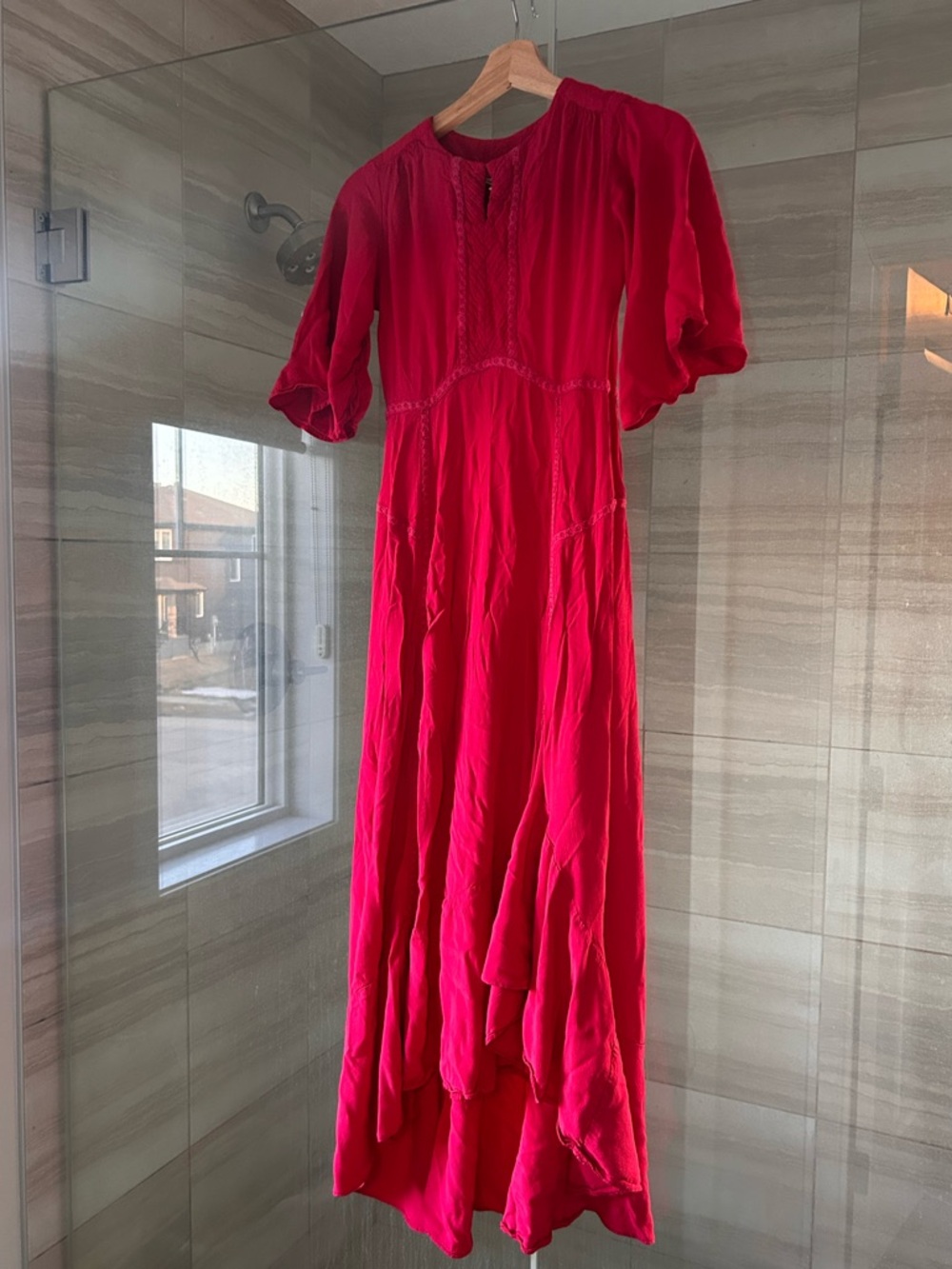 XS boho style dress with lace trimmings